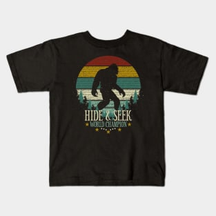 Hide and Seek World Champion Retro Vintage Bigfoot Sunset Kids T-Shirt